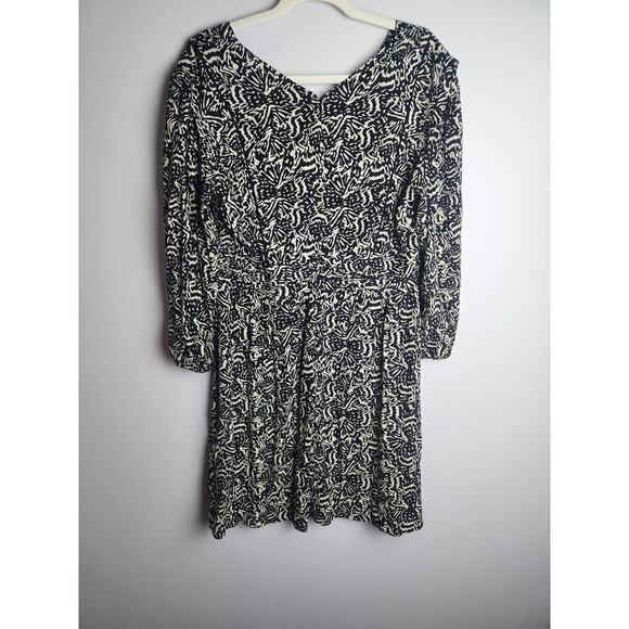 BA&SH Lia printed pleated crepe mini dress sz 8 3/4 sleeve beachy festival boho - Picture 4 of 12